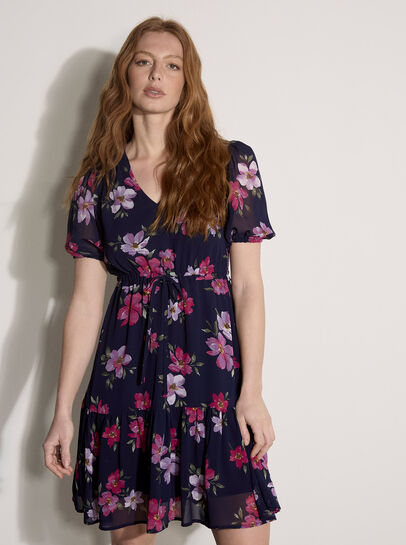 Floral Rose Chiffon Mini Dress