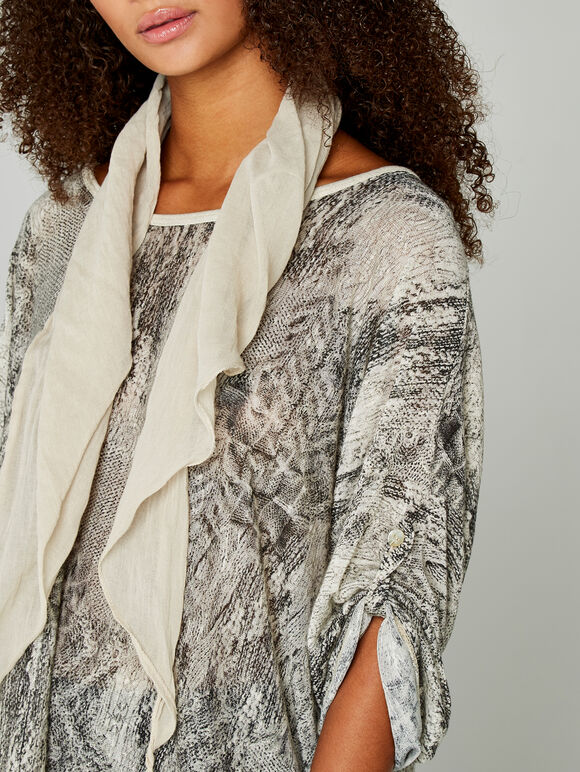  Snakeskin Sequin Top, Stone, large