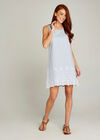 Blue Embroidered Hem Dress, Blue, large