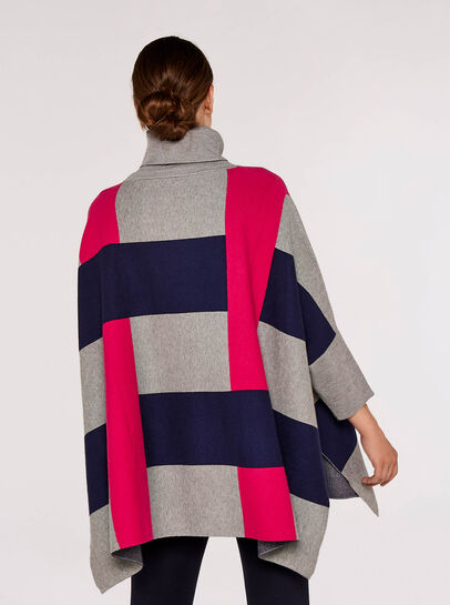 Colourblock Roll Neck Poncho