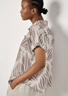 Linen Blend Shell Print Shirt, Stone, large