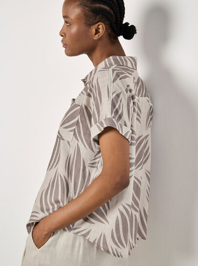 Linen Blend Shell Print Shirt