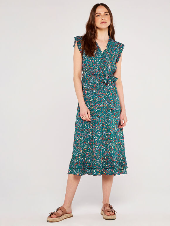 Buttercup Floral Midi Dress, Green, large
