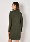 Ribbed Knit Mini Dress, Green, large