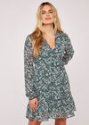 Graphic Daffodil Ruffle Dress, Green, large