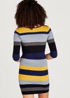 Colour Block Striped Bodycon Dress, Mustard, large