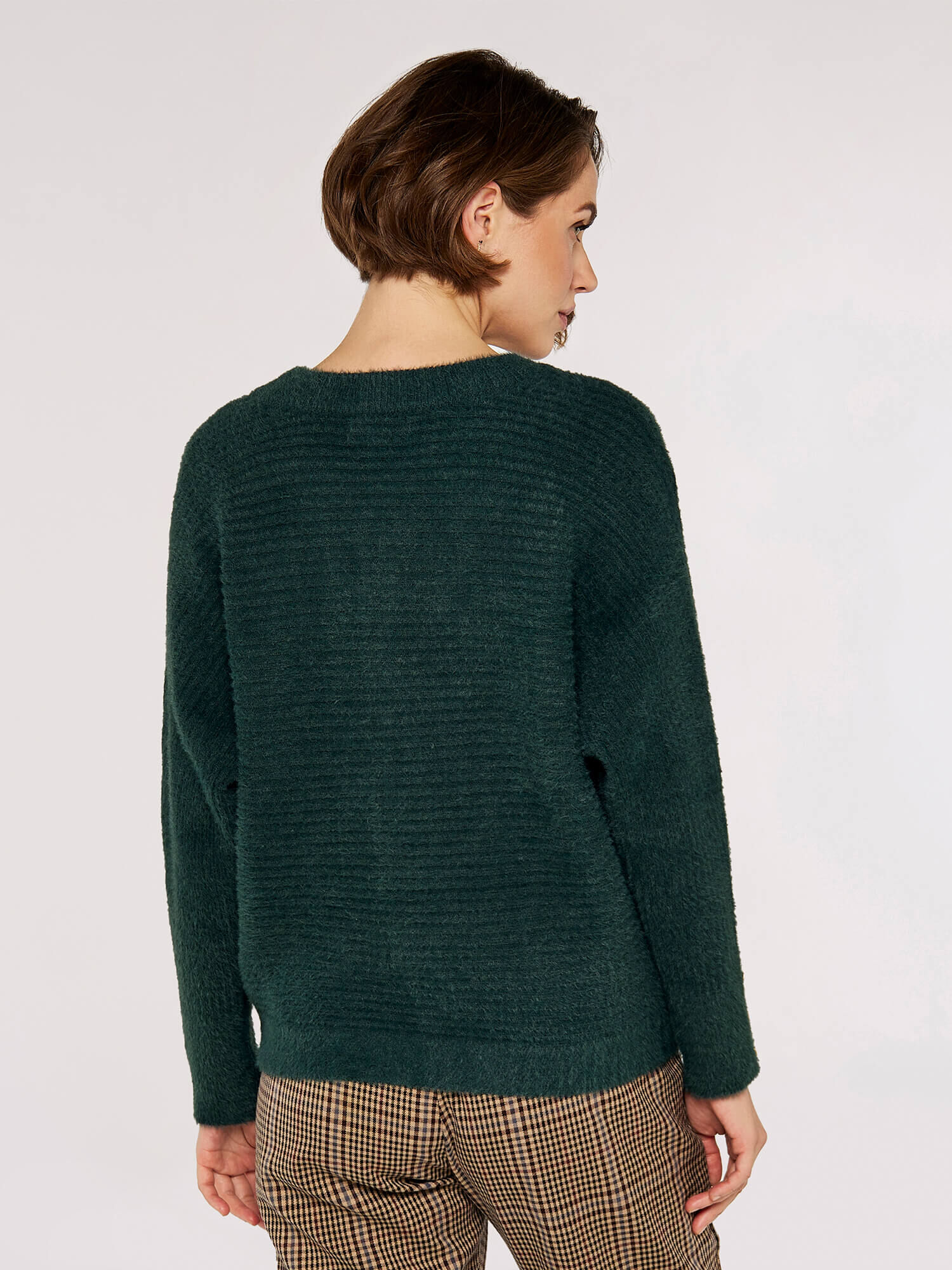 Fluffy Ribbed Jumper Apricot Clothing