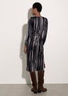Painterly Stripe Knitted Midi Dress, Grey, large