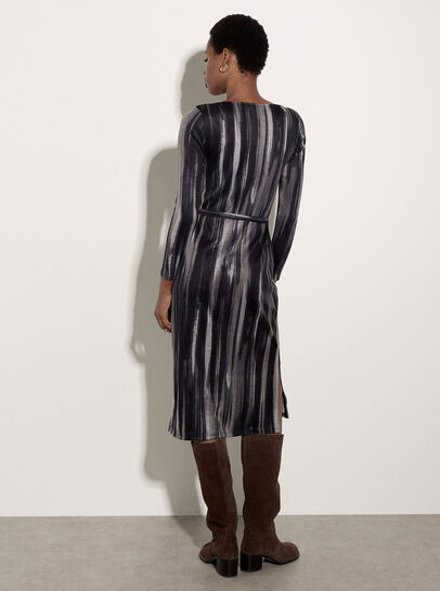 Painterly Stripe Knitted Midi Dress