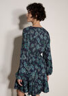 Folk Floral Mini Dress, Navy, large