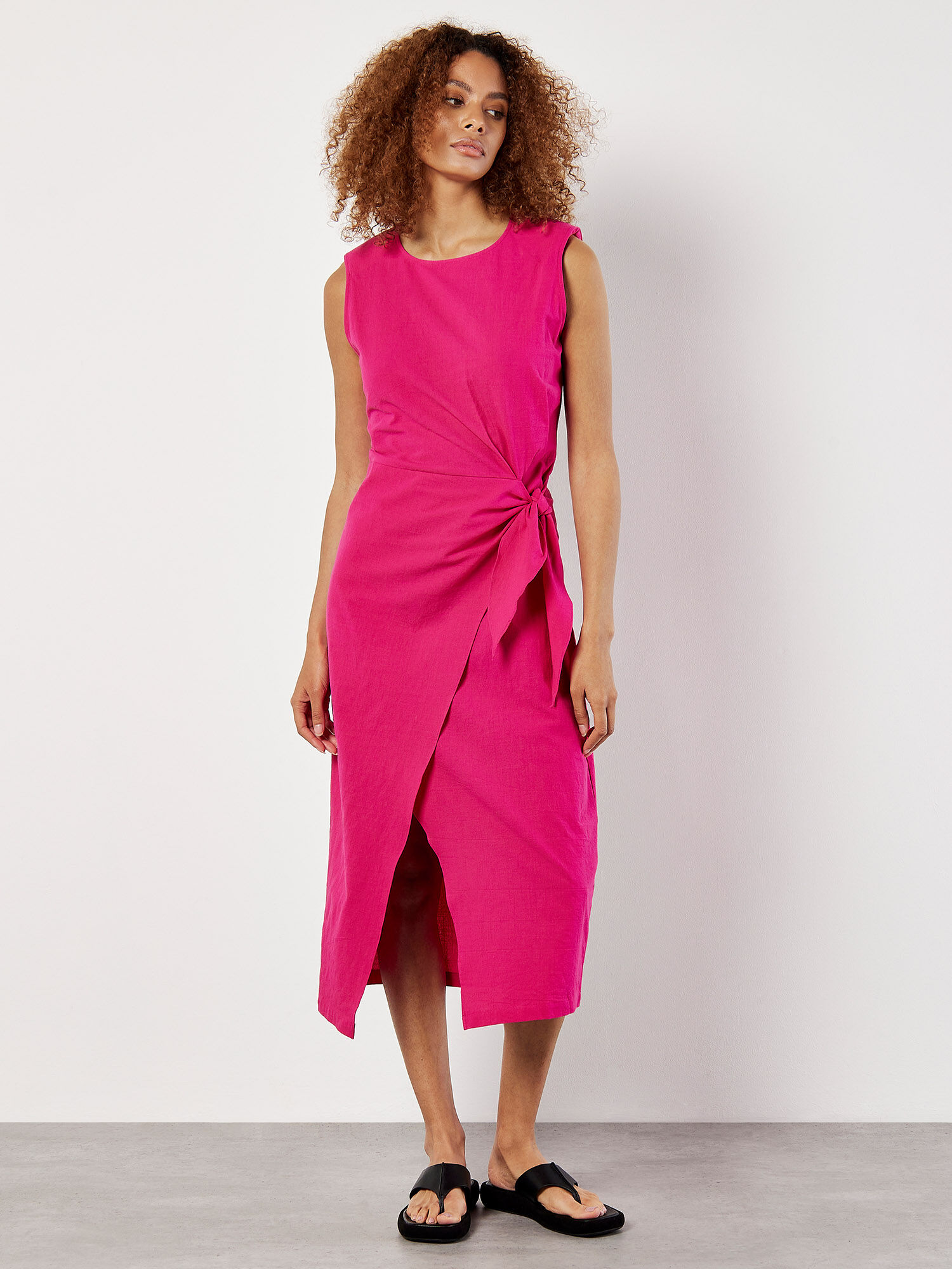 Pink wrap midi dress 2025