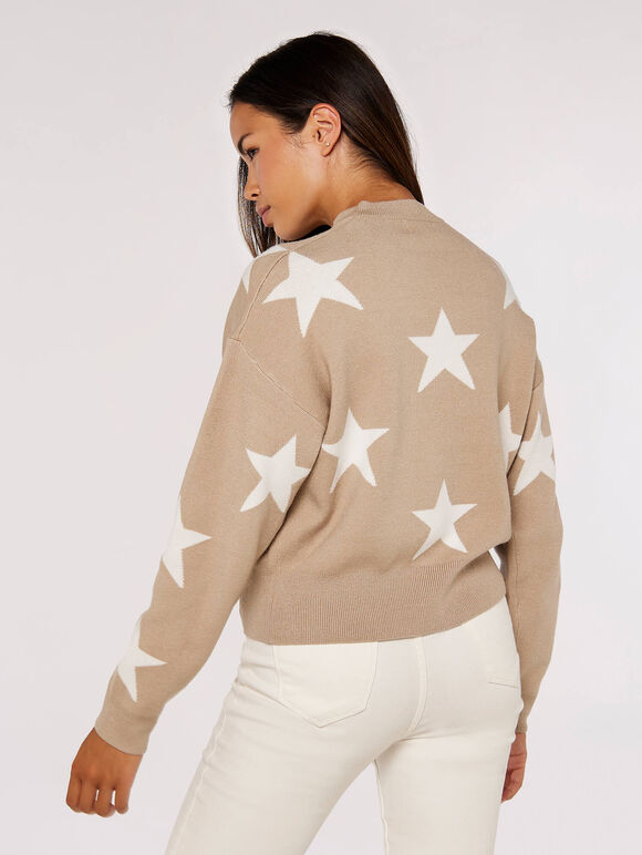 Star Cropped Jumper, Stone, large