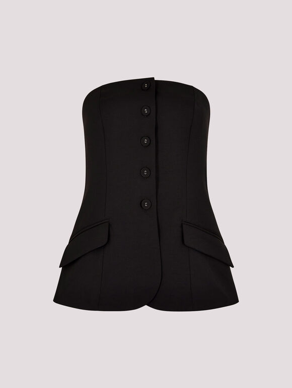 Tailored Bandeau Waistcoat, Black, large