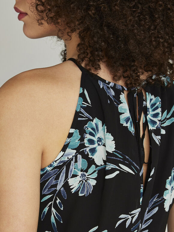 Ovacome Teal Floral Midi Dress, Teal, large