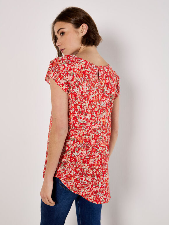 Garden Floral Top, Red, large