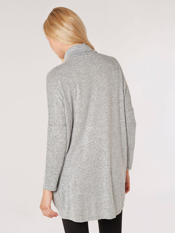 Soft Touch Wrap Tunic Top , Grey, large