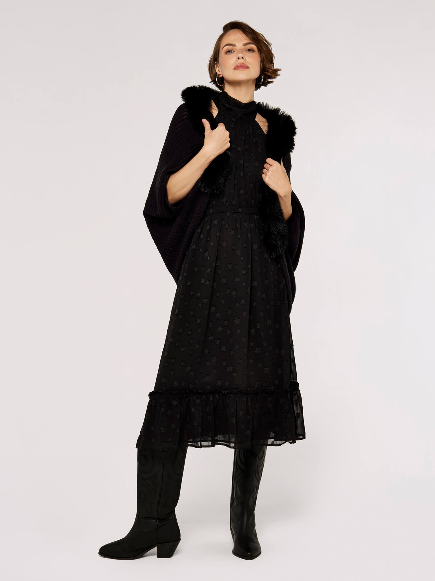 Faux fur store shrug black