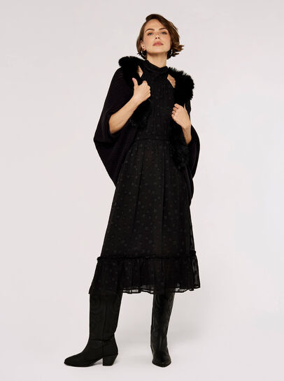 Faux Fur Trim Cocoon Shrug