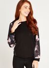 Jersey Floral Back Top, Pink, large