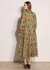 Floral Leaves Tiered Shirt Midi Dress, Green, large
