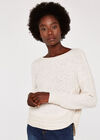 Knitted Grown On Sleeve Jumper, Cream, large
