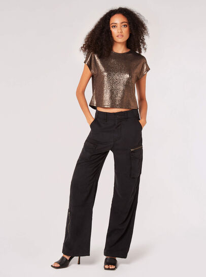 Metallic Cropped T-Shirt