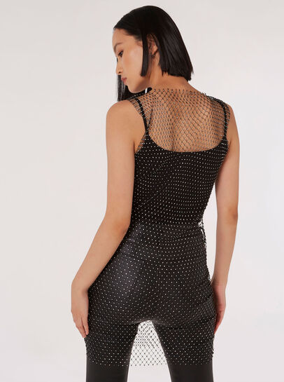 Diamante Mesh Mini Dress