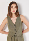 Textured Pinstripe Waistcoat, Khaki, large