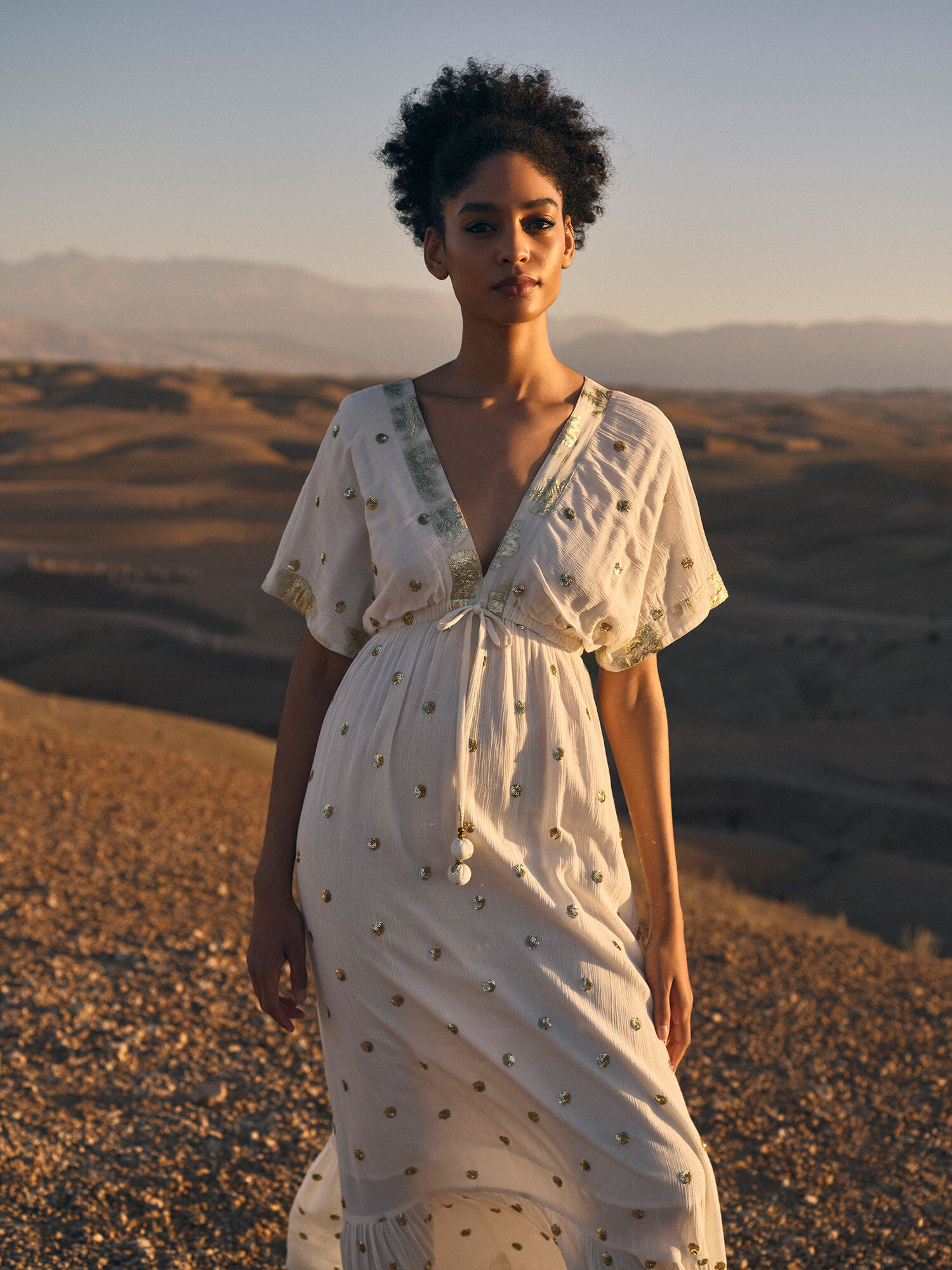 Sequin Spot Kaftan Maxi Dress