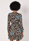 Patchwork Floral Shimmer Mini Dress, Teal, large