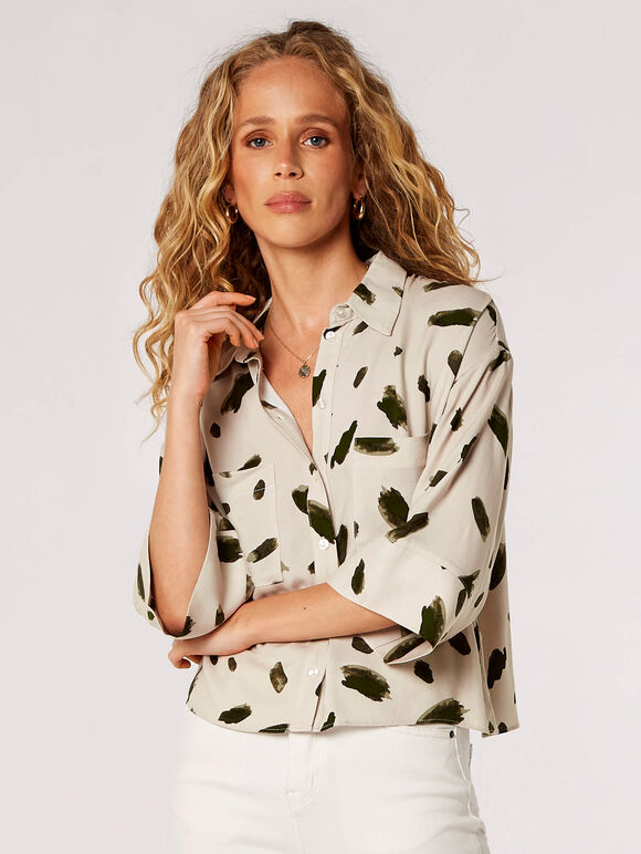 Paint Stroke Boxy Shirt, Stone, large