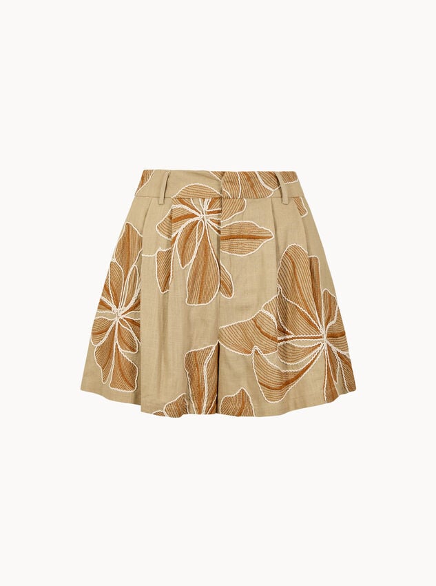 Embroidered Floral Shorts, Stone, large