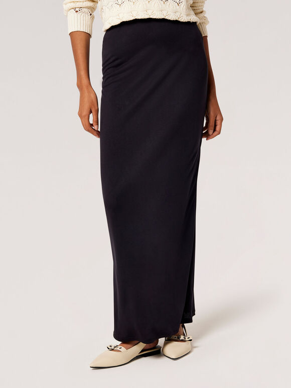 Jersey Bodycon Maxi Skirt, Black, large