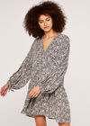 Leopard Drawstring Wrap Dress, Cream, large