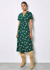 Floral Print Midi Dress, Green, large