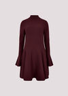 Bell Sleeve Knitted Skater Mini Dress, Burgundy, large
