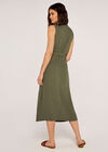 Utility Sleeveless Midi Shirt Dress, Khaki, large