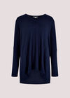 Oversized Soft Touch Top, Navy, large