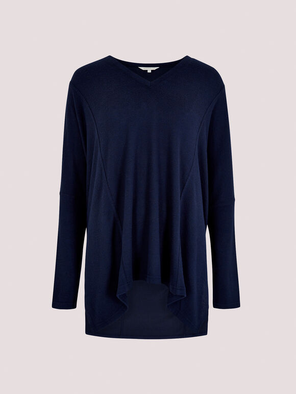 Oversized Soft Touch Top, Navy, large