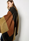 Large Squares Blanket Cape, Brown, large