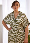 Curve Tiger Midi Dress, Khaki, large