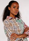 Patchwork Plaid Shirt, Mint, large