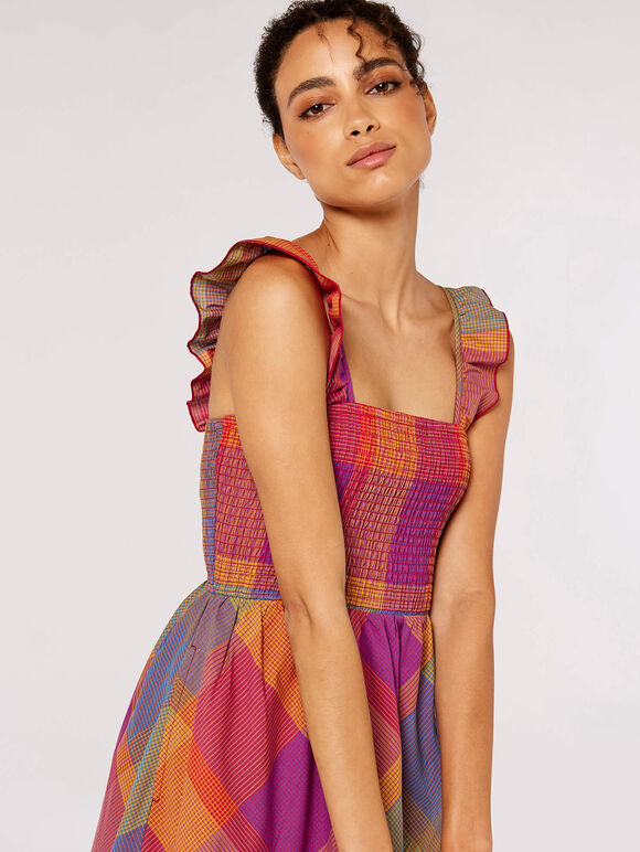 Plaid Midi Dress, Pink, large