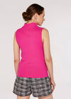 Roll Neck Knitted TankTop, Pink, large