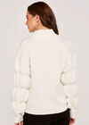 Mini Puff Sleeve Mock Neck Jumper, Cream, large