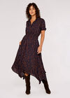 Dot Smock Midi Dress, Navy, large