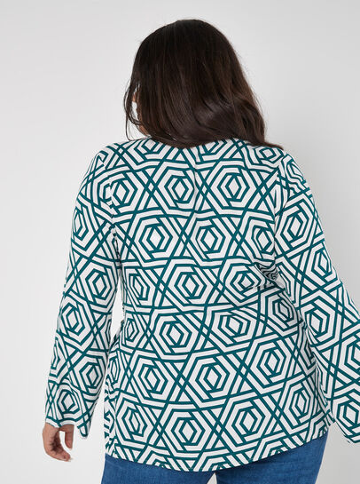 Curve Geo Print Wrap Top