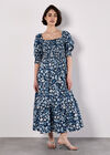 Floral Milkmaid Midaxi Dress, Navy, large