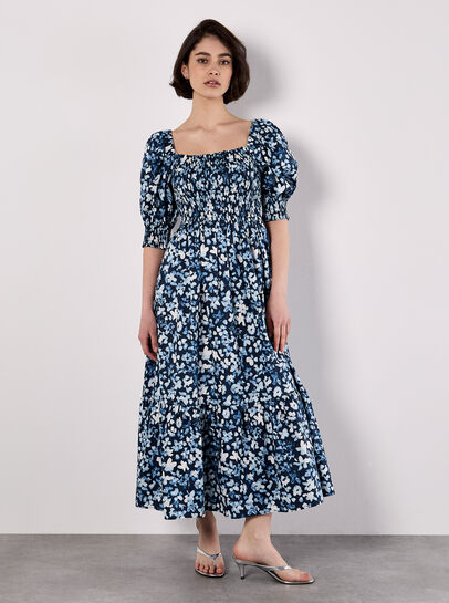 Floral Milkmaid Midaxi Dress