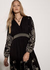 Paisley Embroidered Maxi Dress, Black, large